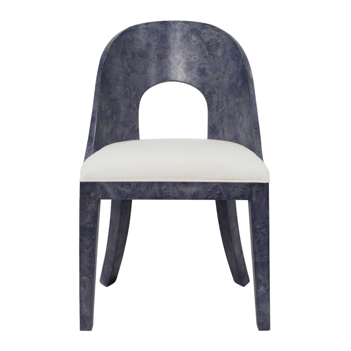 Worlds Away Rafferty Navy Blue Burlwood Dining Chair
