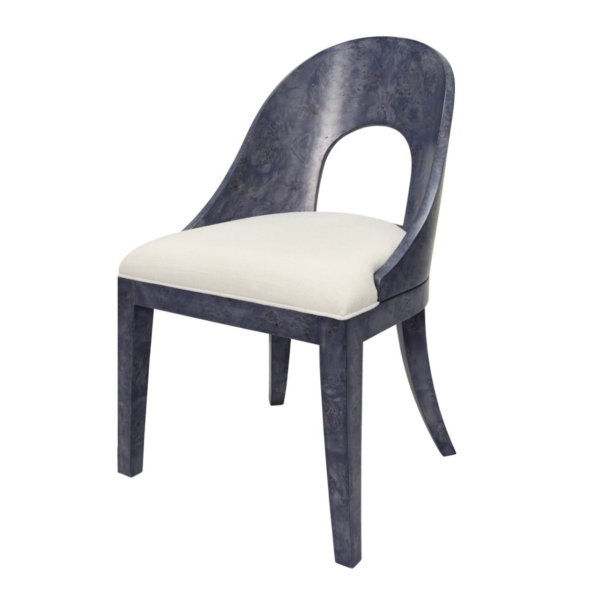 Worlds Away Rafferty Navy Blue Burlwood Dining Chair