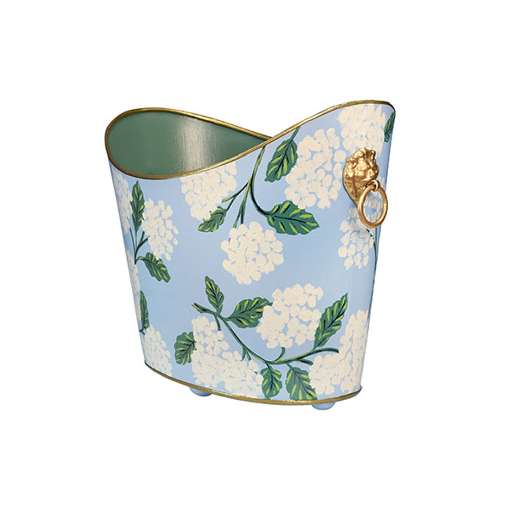Worlds Away Small Hydrangea Wastebasket