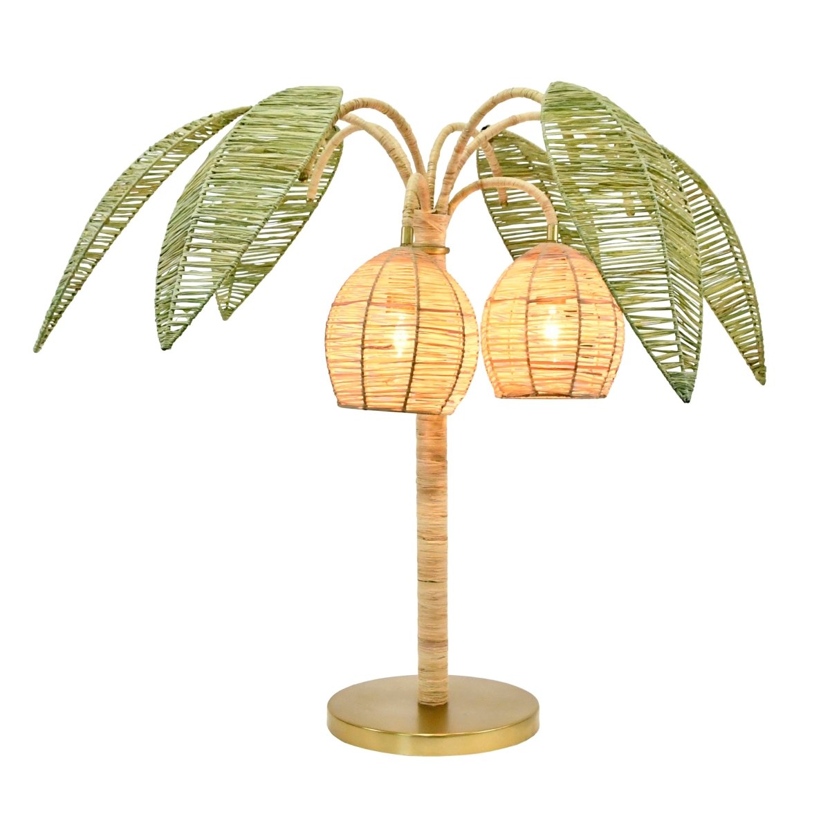 Worlds Away Sola Green And Natural Paper Raffia Table Lamp