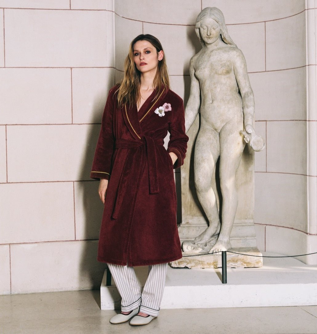 Corolles Shawl Collar Bathrobe by Yves Delorme