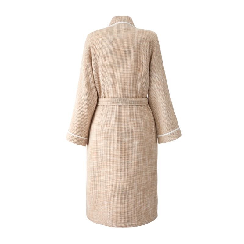 Leo Beige Unisex Kimono Bathrobe by Yves Delorme