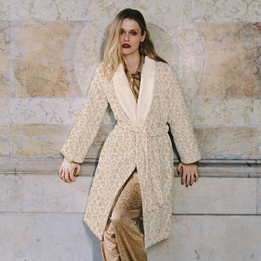 Leopard Women's Shawl Collar Bathrobe by Yves Delorme
