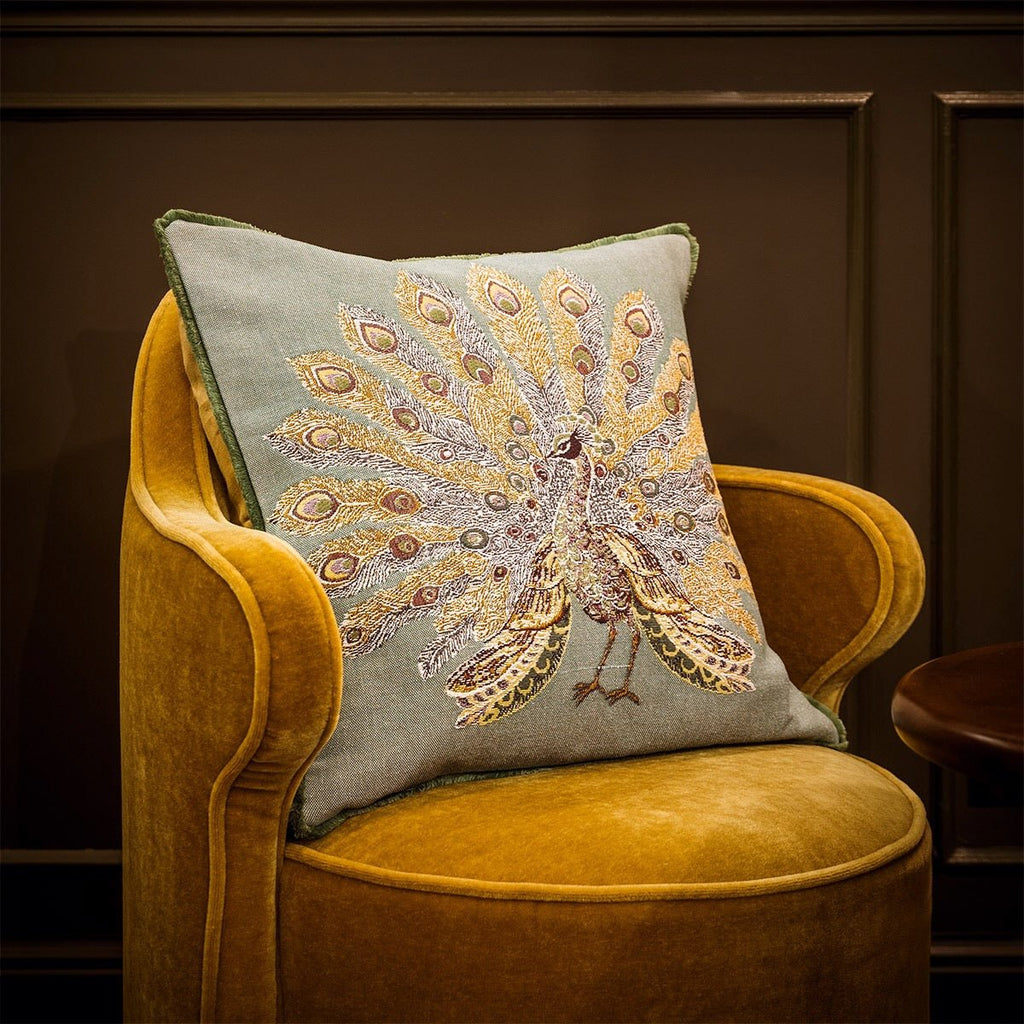 Voliere Celadon Decorative Pillow by Yves Delorme